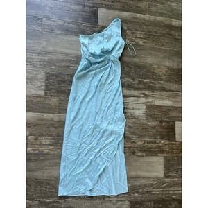 Abercrombie and Fitch One Shoulder Satin Knotted Midi‎ Dress Small TALL Blue
